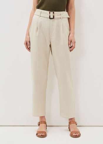 Phase Eight Hazel Linen Tapereds Trousers Grey USA | 7501349-QX